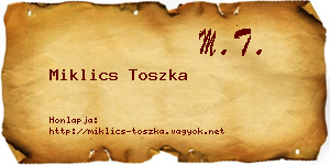 Miklics Toszka névjegykártya